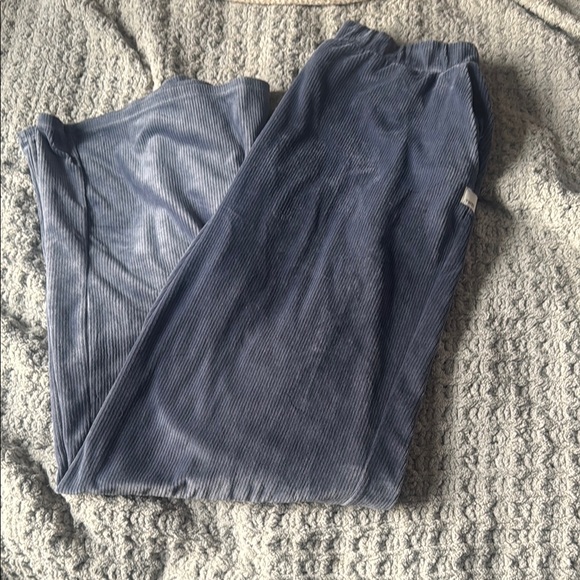 Vuori Pants - Vuori Haven Wide Leg Ribbed Velour Pants in Azure